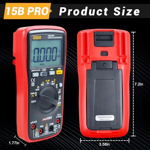 ZIBOO 15B PRO True RMS Digital Multimeter,for Electrical Applications, Measures AC/DC Voltage and Current Measurements up to 1000V and 10A (Optional AC Pliers)