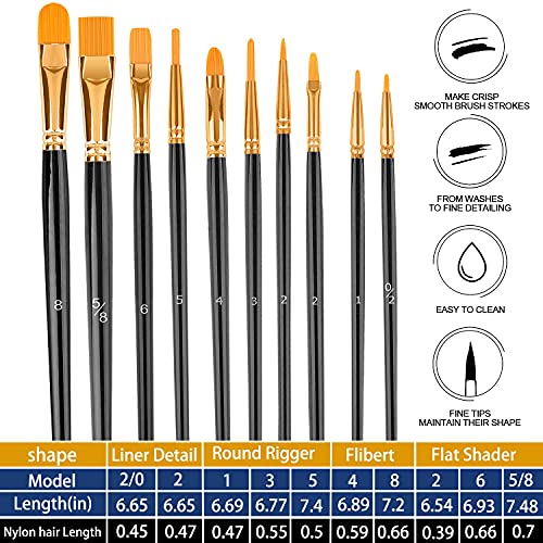 Artstorys Paint Brushes Set, 20 Pcs Acrylic Oil Watercolor Painting Brushes - color: Black