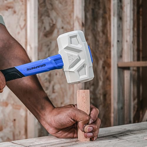 Real Steel Rubber Mallet Hammer 16 OZ White Rubber Hammer with Solid Head, Double-faced Mallets for Flooring, Woodworking, Camping, Automotive 0319 - size: 16 Oz