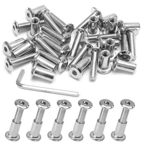 Biaungdo M6x25mm Silver Hex Drive Socket Cap Bolt, 15 Sets - color: Silver, size: M6x25mm