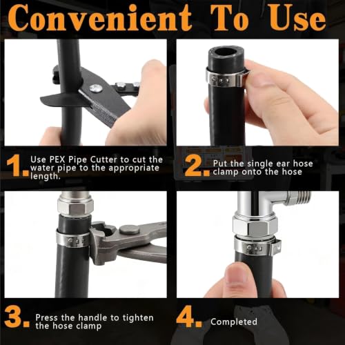 560PCS 22-Sizes Stepless Single Ear Hose Clamp Kit with Pliers & Cutter, 5.3-36.1mm (1/4"-1-3/8") 304 Stainless Steel Anti-Corrosion Clamps for Automotive Fuel Line,CV Boot,HVAC,Radiator & PEX - size: 560 PCS 22 Size