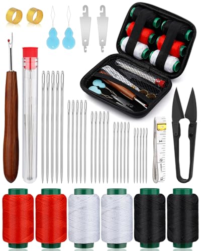 TLKKUE 40 Pcs Sewing Kit, Steel Needles for Hand Sewing with Threads - color: 3 Colors Thread