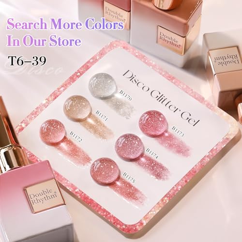 Double Rhythm 0.5Oz Glitter Gel Polish Shimmer Reflective Color for Nail Art Salon DIY Soak Off 15ml Nail Lamp Gel Polish at Home (Fairy Sparkle Silver-B1170) - color: Blossom Sparkle Silver