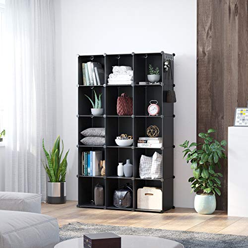 C&AHOME 16 Cube Storage Organizer Cube Shelves Units Storage Cubes, Black - color: Black