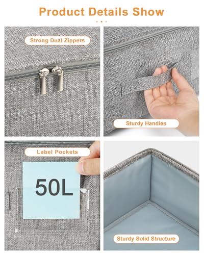 punemi 6.7 in Tall Sturdy Under Bed Storage Containers with Lid, 2Pack,Gray - color: Grey, size: 2 Pack-6.7 inch Tall-Structured