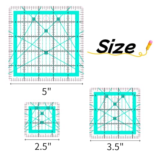 Quilting Rulers,3 Quilting Square Rulers(2.5",3.5", 5"),Quilting Squares - color: Blue