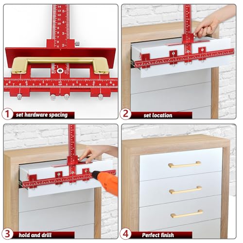 Cabinet Hardware Jig Template-Woodworking Punch Locator Drill Hole Guide - color: Red