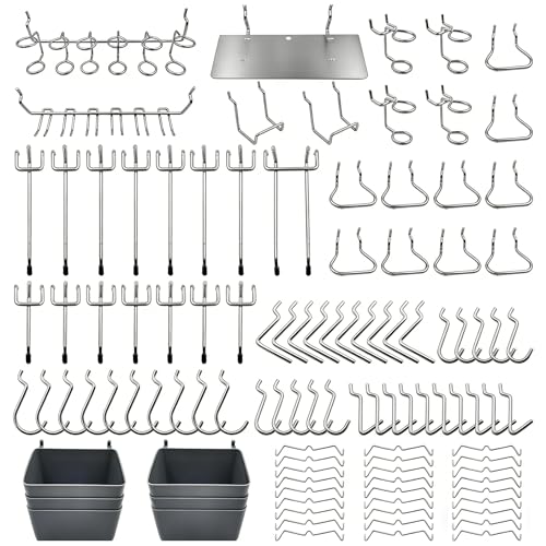 FRIMOONY Pegboard Hooks Assortment with Pegboard Bins, Peg Locks, for Organizing Various Tools, 140 Piece - style: 140PCS