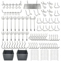 FRIMOONY Pegboard Hooks Assortment with Pegboard Bins, Peg Locks, for Organizing Various Tools, 140 Piece - style: 140PCS
