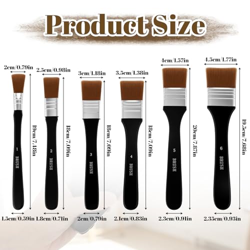 Ouligay 6PCS Large Craft Paint Brushes Wide Flat Paint Brushes for Acrylic Painting Set Nylon Paintbrushes Artist Paint Brushes for Acrylic, Oil, Body, Facial Mask Assorted Size