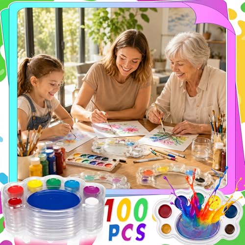 100 Pcs Large Clear Footprint Paint Tray Palette Disposable Watercolor Palette Acrylic Pallet Color Mixing Tray for Painting Party Oil Watercolor Craft Supplies DIY Art Painting - style: Footprint