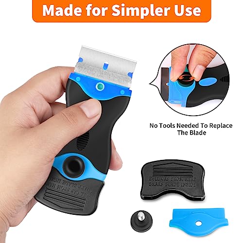 Razor Blade Scraper Tool - Razor Scraper with 40 Metal & Plastic Blades - color: Blue
