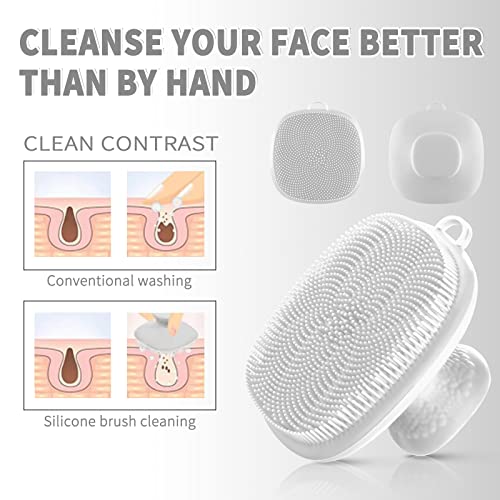 Silicone Face Scrubber for Men Facial Cleansing Brush Silicone Face Wash Brush Manual Waterproof Cleansing Skin Care Face Brushes for Cleansing and Exfoliating (White) - color: White