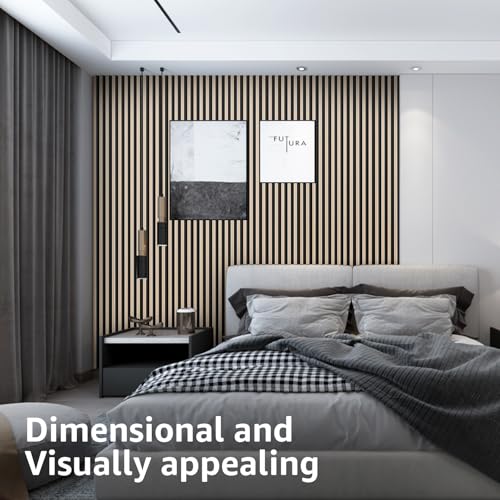 Art3d 96 x 6 Inch WPC 3D Fluted Wood Textured Slat Wall Panels, 8-Pack, Oak - color: WPC Oak, size: 96*6