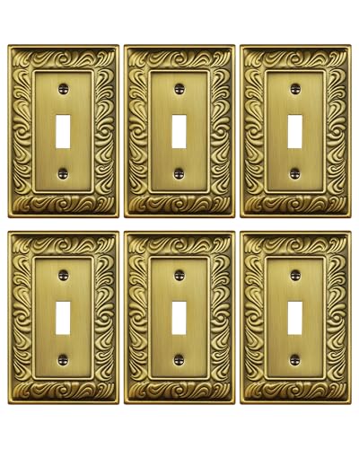 6-Pack Paisley Pattern Single Toggle Light Switch Cover Plate, Metal Plate - style: 1 Toggle 6PK