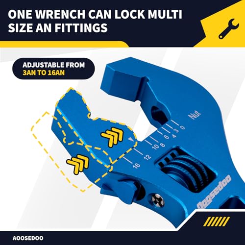 Adjustable AN Fittings Wrench AN Wrench for Hose Fitting Adapters AN Fitting Tool 3AN-16AN Lightweight Aluminum, Blue. With a Double Hose End Fittings Wrench 6AN Socket-AN8 B-nut Blue - color: Blue & Blue