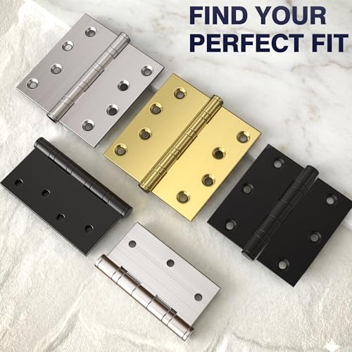 KOLET Ball Bearing Door Hinges, 4 x 4 Inches, Brushed Gold, 3 Pack - color: Gold, size: 3 Pack