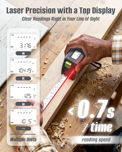 Laser Tape Measure 2-in-1, Inkerma 130Ft Laser Measurement Tool & 16Ft Measuring Tape, Digital Laser Tape Measure - style: ACE-Tape2