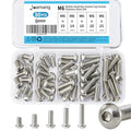 M6 x 10mm 14mm 18mm 20mm 25mm Button Head Socket Cap Screws Bolts, Stainless Steel 304, Metric Allen Hex Drive, Bright Finish, Fully Threaded, Assortment Kit 50PCS - size: Button M6x10-25 mm