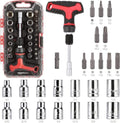 Amazon Basics 27-Piece Ratchet Screwdriver and Socket Set, Light-Duty T-Handle with Magnetic Bit Holder, Cr-V Steel, for Household DIY, Electronics and Appliance Repair, Compact Tool wit Hard Case - style: 27-Piece