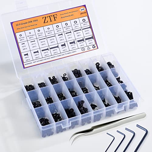ZTF 840PCS Set Screw Assortment Kit M2 M3 M4 M5 Metric - style: Flat Socket Head