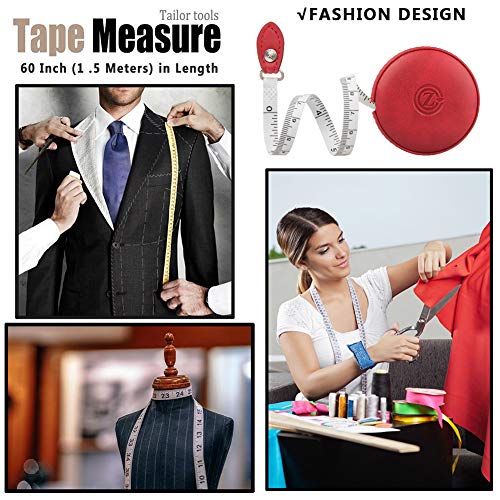 Sewing Tape Measure, Medical Body Cloth Tailor Craft Dieting Measuring Tape, 60 Inch/1.5 M Dual Sided Retractable Ruler with Push Button Round(1 Pack, Red) - color: Red 1 pack