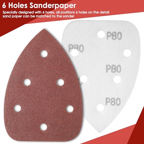 2 Pcs Mouse Sander Replacement Pads with 50 Pcs Sandpaper