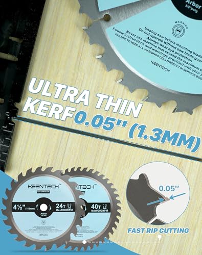 KEENTECH 4-1/2" Circular Saw Blade 24T+40T, 4-Pack, Fast Cut & Fine Finish - size: 24T/40T