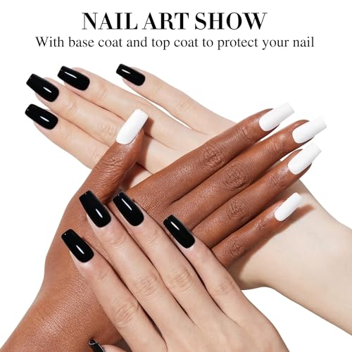 Double Rhythm 15ML Gel Nail Polish Pure Sheer Same Color Same Bottle Soak Off Gel Polish Art Manicure Salon DIY at Home for Women (Black-A1015) - color: Black