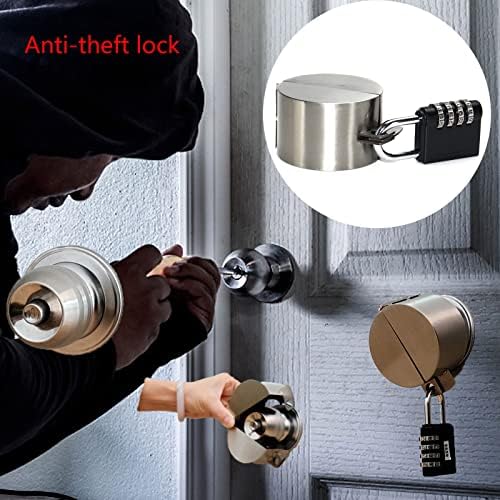 Door Handle Lock Device - Prevents Turning of Door Knob and Access to Keyhole - color: Stainless Steel