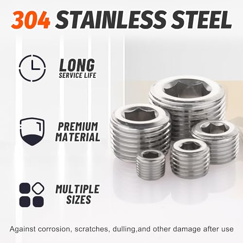 20Pcs Stainless Steel Pipe Socket Plugs,1/8" 1/4" 3/8" 1/2" 3/4" - size: Socket Plug
