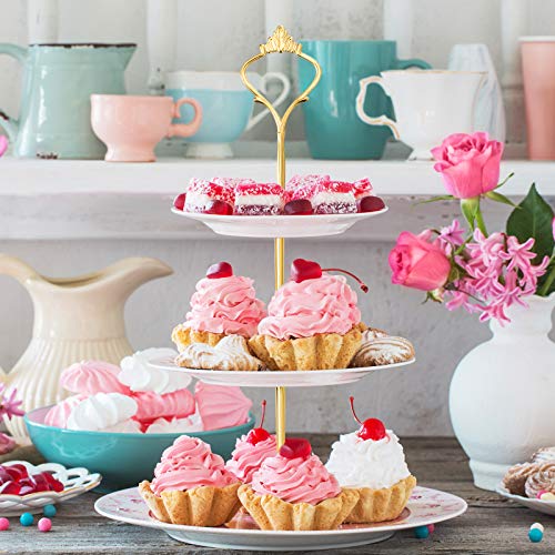 Patelai 6 Sets 3 Tier Cake Stand Hardware Tiered Tray Plate Hardware Kit Heavy Metal Cake Fruit Food Plate Stand Fitting Stacking Kit for Serving Dessert Cupcake Dish Food (Simple,Gold) - color: Gold, size: Simple