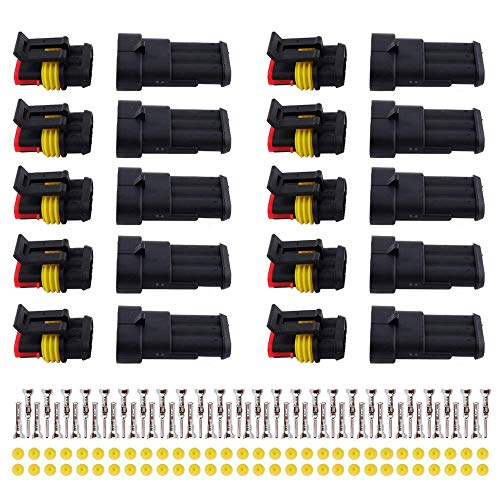 MUYI 10 Kits 3 Pin Way Electrical Connectors for 20-16 AWG Wire Cable 20A - style: 3pin connector(10 sets)
