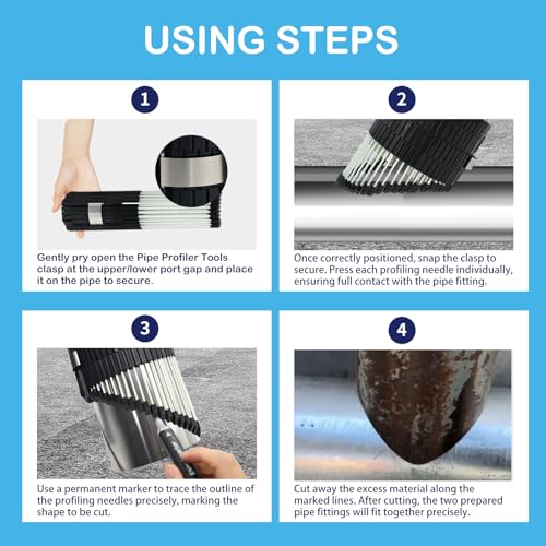 Multi Surface Pipe Profiling Tool, Pipe Cutting Template Multi Functional Shape Duplicator, Lightweight and Wear-Resistant Fiberglass Material for Tiles Floors DIY Pro Plumbing (0-8" Pipes) - size: 0-8" Pipes