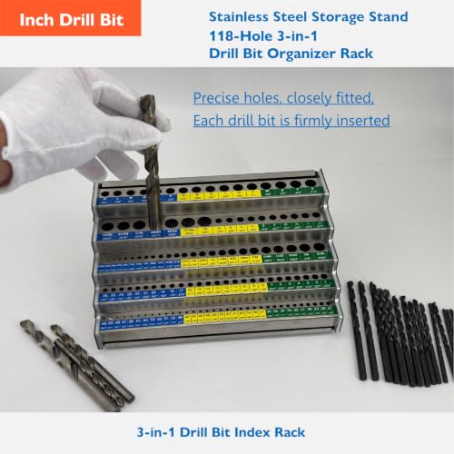 118-Hole 3-in-1 Drill Bit Index,Empty Drill Bit Organizer Holder/Case - style: 3-in-1 Drill Bit Index