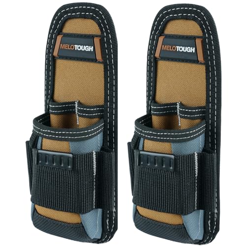 MELOTOUGH Small Tool Pouch with Belt Clip Technician's Clip on Tool Pouch,Pocket Belt Holster Mini Electrican Holder with Sanp Clip (2PACK) - color: Small Tool Pouch with Brown Color