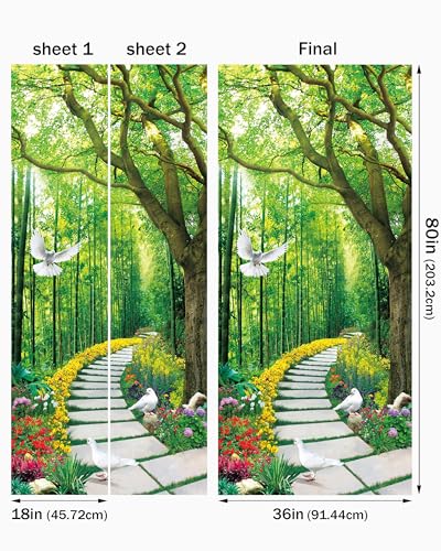 FLFK Door Decal Sticker - Scenic,Peel and Stick Mural,Combined Size 36"x80",Split into 2 Pieces - color: Mt3270, size: 36"x80"