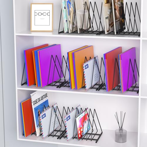 TOPCJ Triangle File Folder Racks,7 Sections File Holder,File Storage Sorter/Stand,Desktop File Organizer,Wire Organizer Rack,Magazine Folder Holder,Letter/Legal,Suitable to Hold Large/Small Items - size: 1-Set