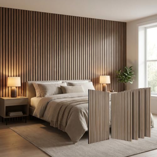 5 Pcs Wood Slatwall Panels Large Acoustic Panels for Wall 47.2 x 23.6 x 0.4 Inch Soundproof Sound Dampening Wood Veneer Sound Absorbing Wall Panel for Bedroom Home Studio Office (Walnut) - color: Walnut