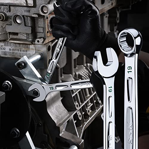 SK Combination Wrench Set, Metric 8 to 19mm, 12-Piece, Premium CR-V Steel - size: Metric
