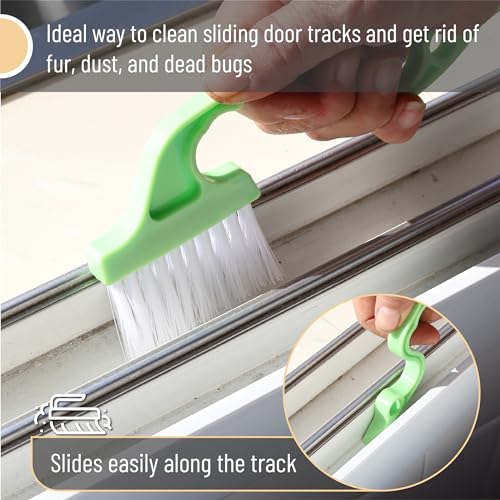 Slick- Window Track Cleaning Brush, 2 Pack, Orange/Green Ergonomic Handle, Built-in Scraper, Multipurpose, Window Track Cleaning Tools - color: Orange/Green, size: 2 Pack