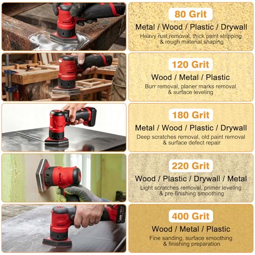 102PCS Detail Sander Sandpaper: Compatible with Milwaukee M12