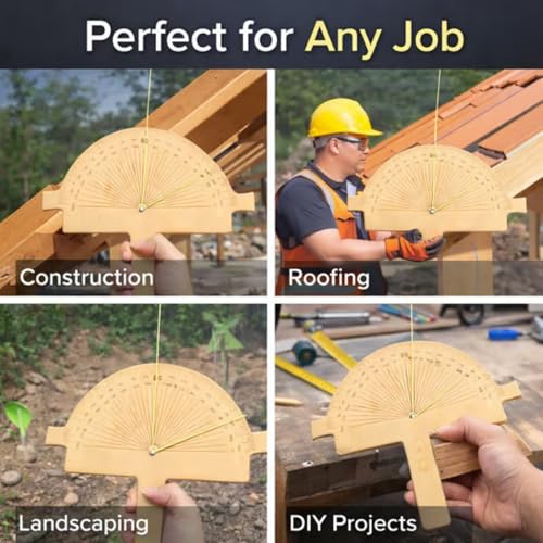 Wooden Angle Finder Tool – Precision String Line Angle Finder for Welder Carpentry DIY Projects Woodworking Builders (Brown)
