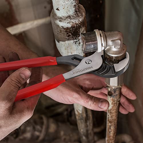 MAXPOWER 12 inch Groove Joint Pliers, Quick Adjustable Serrtated V Jaw Tongue and Groove Pliers - size: 12"