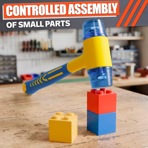Small Plastic Mallet Hammer 4.9 Oz, Dual 1",25mm Heads, 9.6 Inch Long - color: Blue-yellow