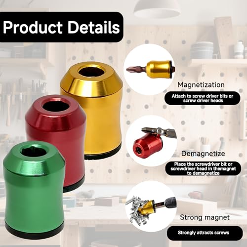 3 Pcs Magnetic Screw Holder, 1/4" Universal Magnetic Screw Ring