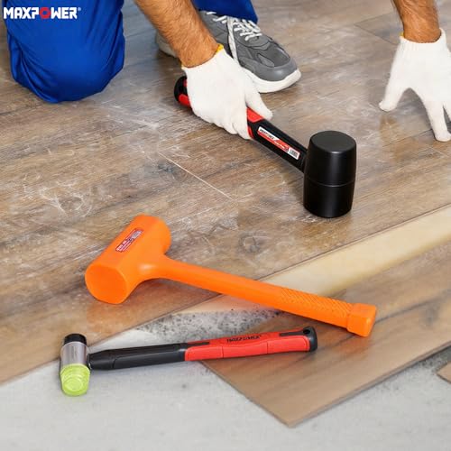 MAXPOWER 3-Piece Hammer Set, 5lbs Dead Blow Hammer, 16oz Rubber Mallet, 35mm Double-Faced Soft Mallet,Non-Marring Striking Tools for Automotive, Woodworking & Assembly - style: 3PCS