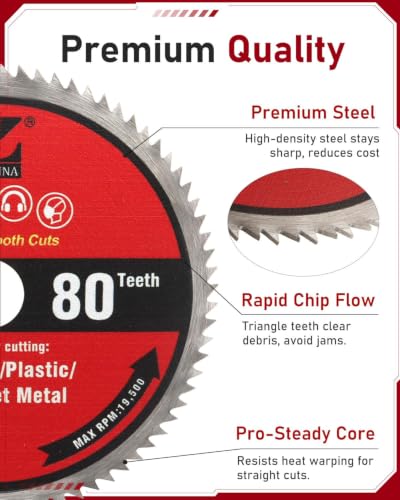 ZORUNNA 6Pcs 3 Inch Circular Saw Blade, 80T Wood Cut Off Wheel - size: 80T