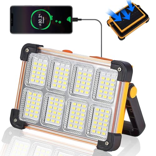 YXQUA 120W Solar Rechargeable Work Light, 144 LED 10000LM, IP65 - color: Yellow