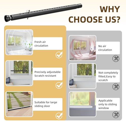 1-Pack Sliding Door and Window Security Bars, 17-50 Inch, Black - color: Black - 1 Pack